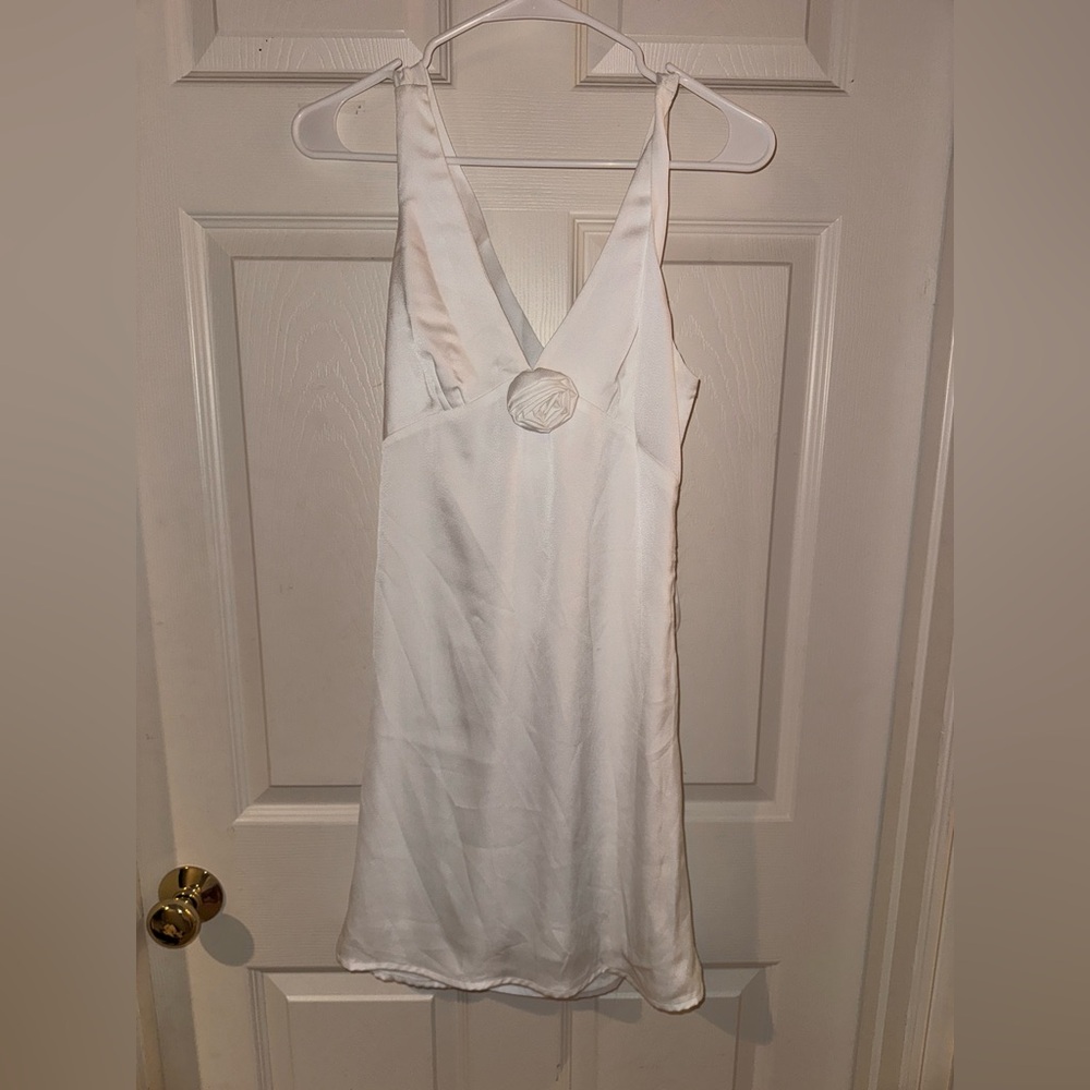 White Satin Mini Dress